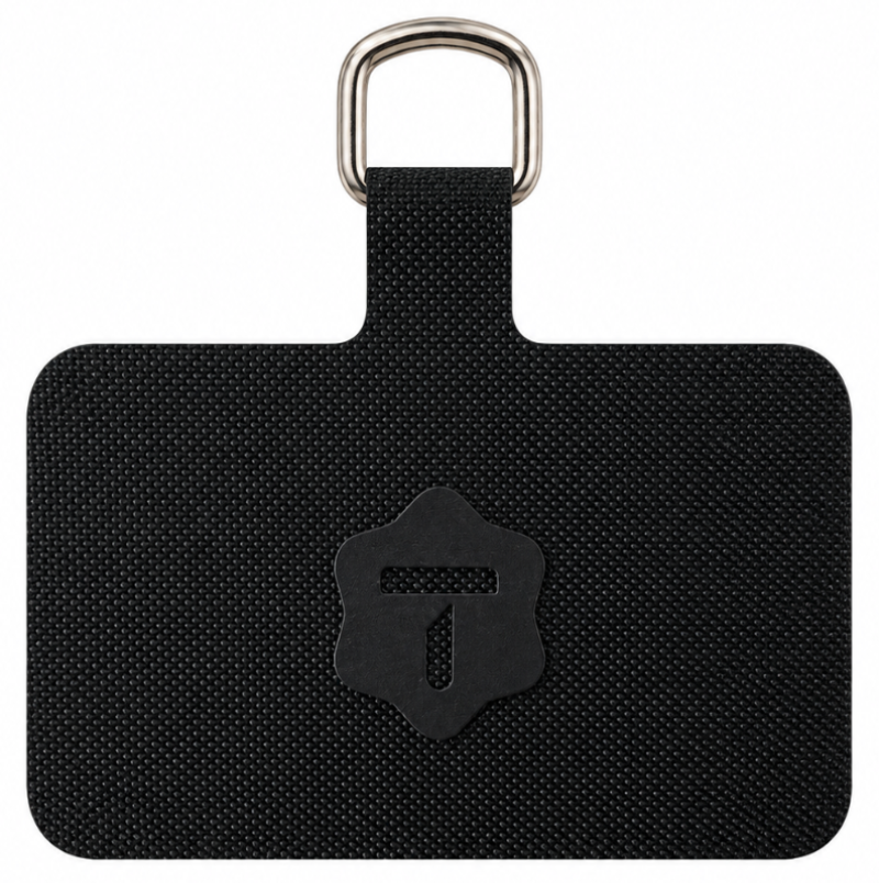 TOIA phone strap tether tab, black & silver