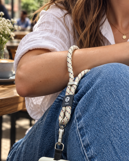 Beige Striped Wrist Phone Strap – Montauk