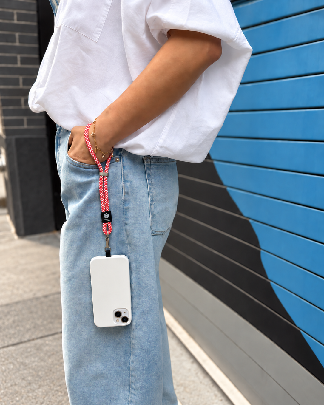 Red + White Weave Wrist Phone Strap – Chinatown
