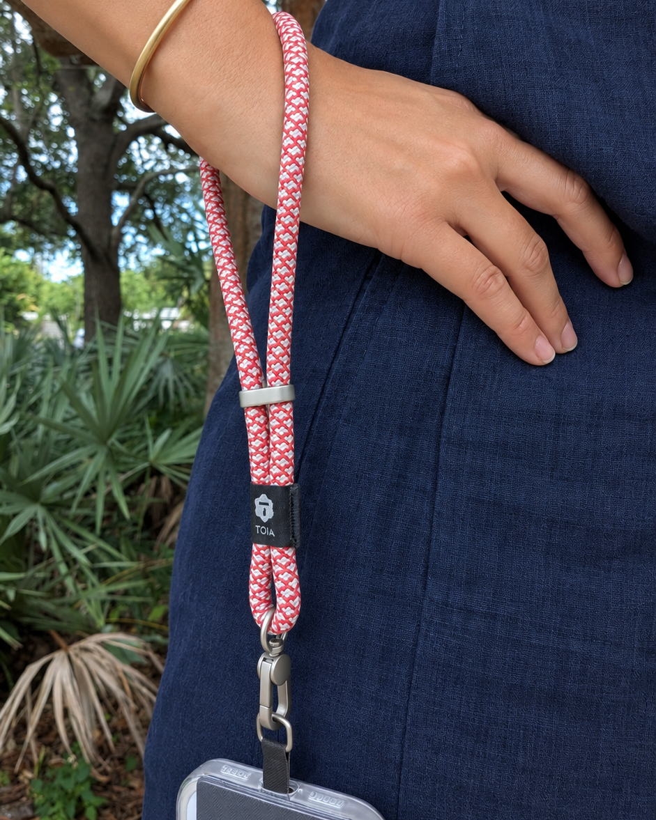 Red + White Weave Wrist Phone Strap – Chinatown